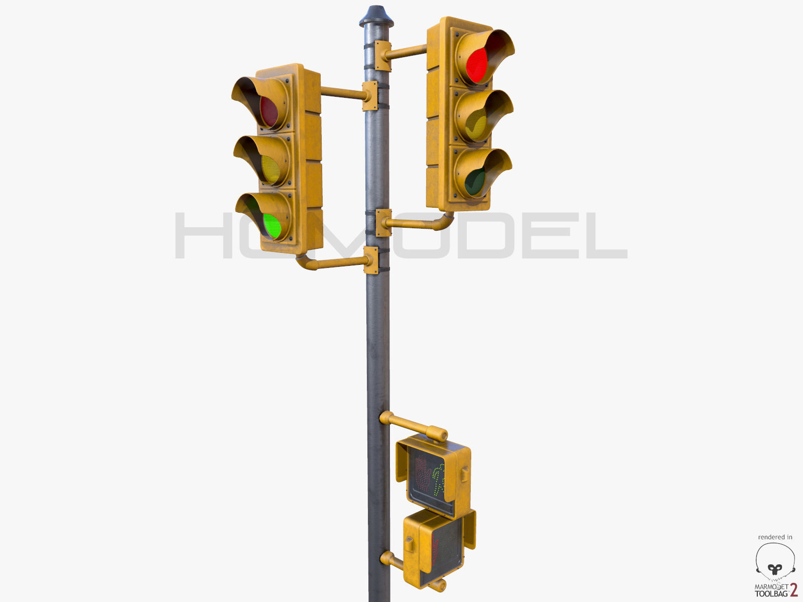 Traffic Lamp PBR 3D model_3
