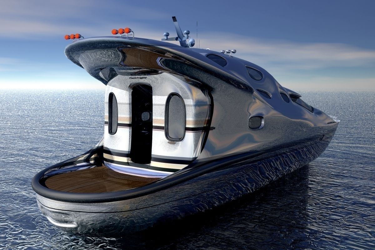 Small Luxury Yacht 3D model_3
