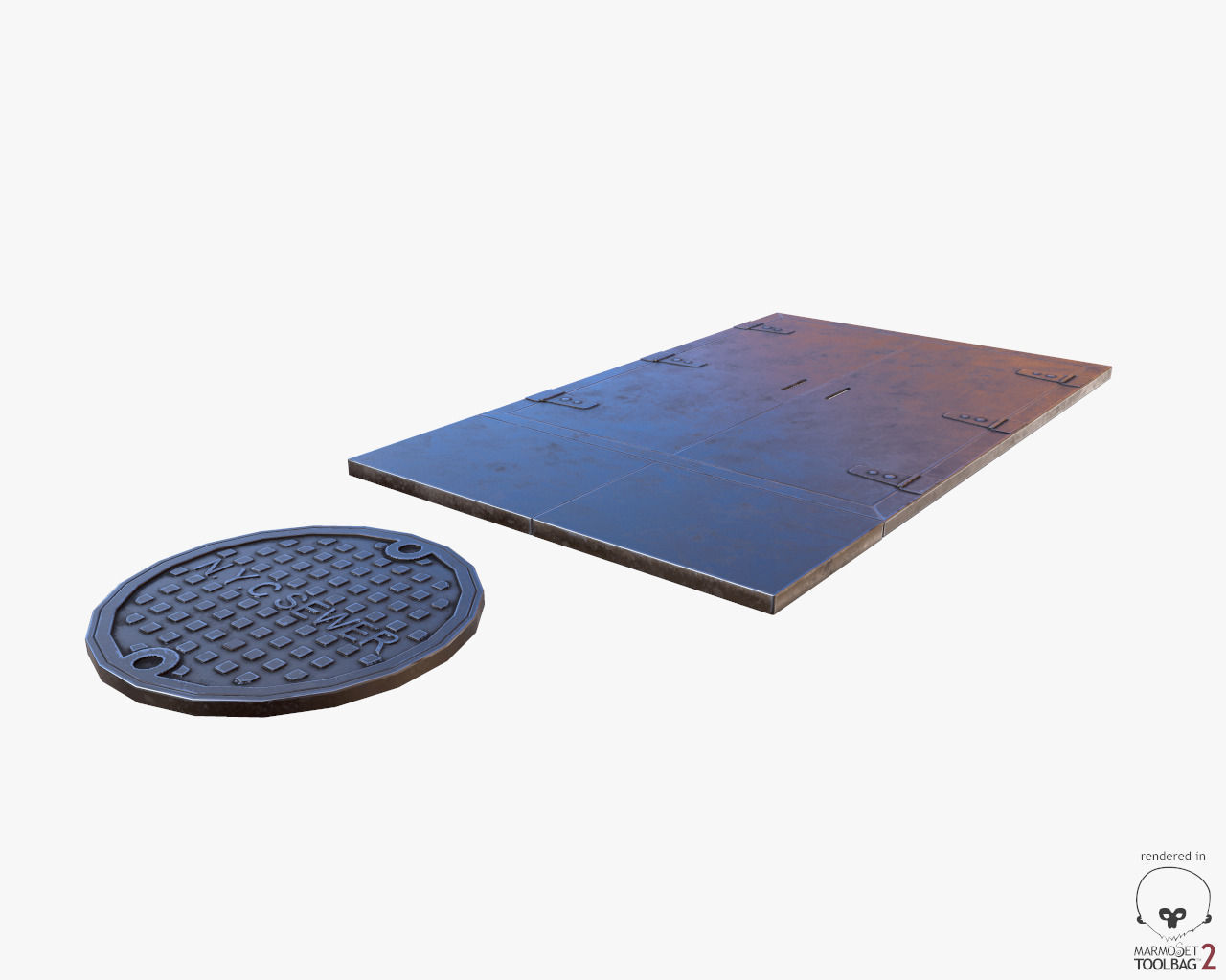 Urban Street Building Elements Collection Low-poly 3D model_78