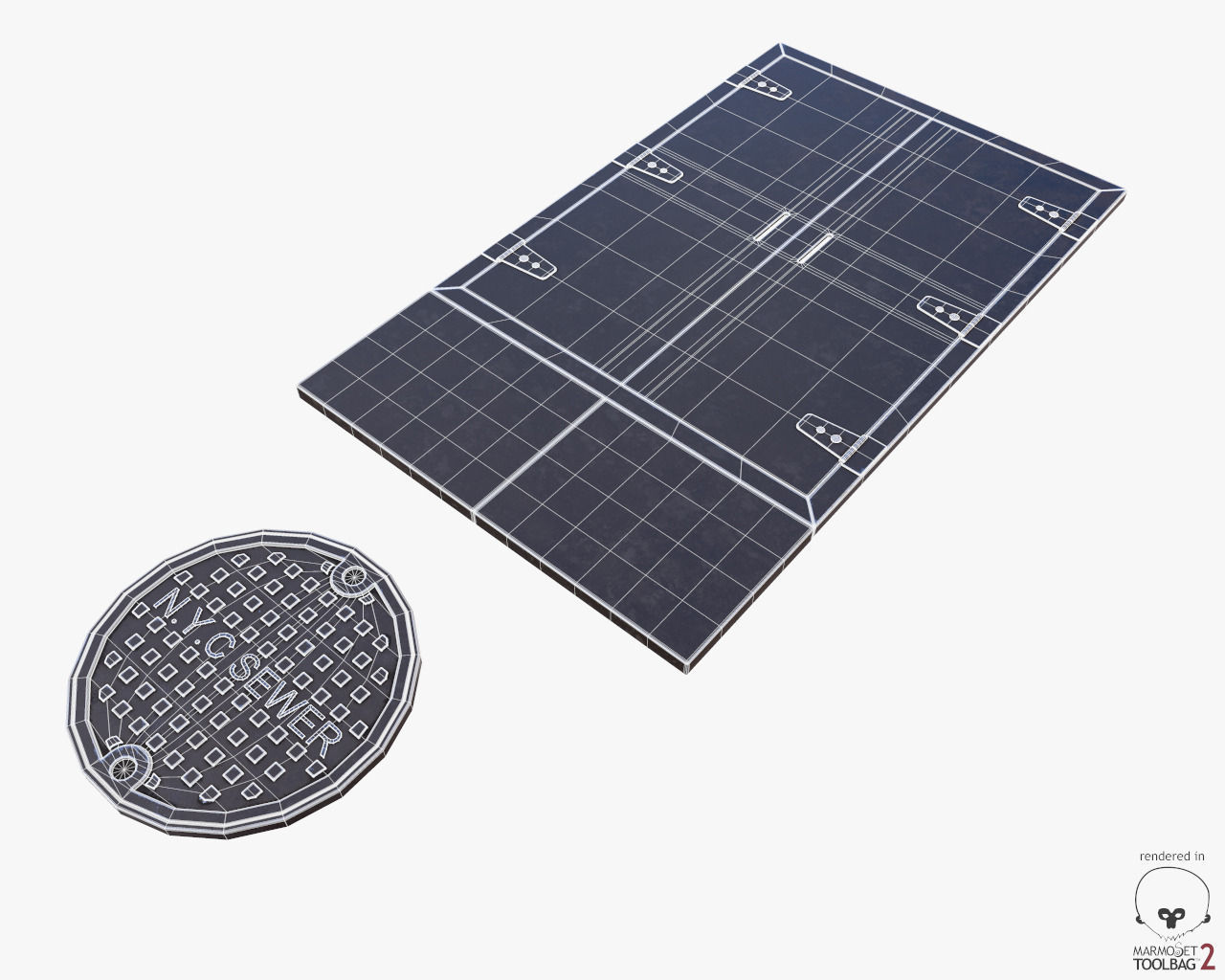 Urban Street Building Elements Collection Low-poly 3D model_82