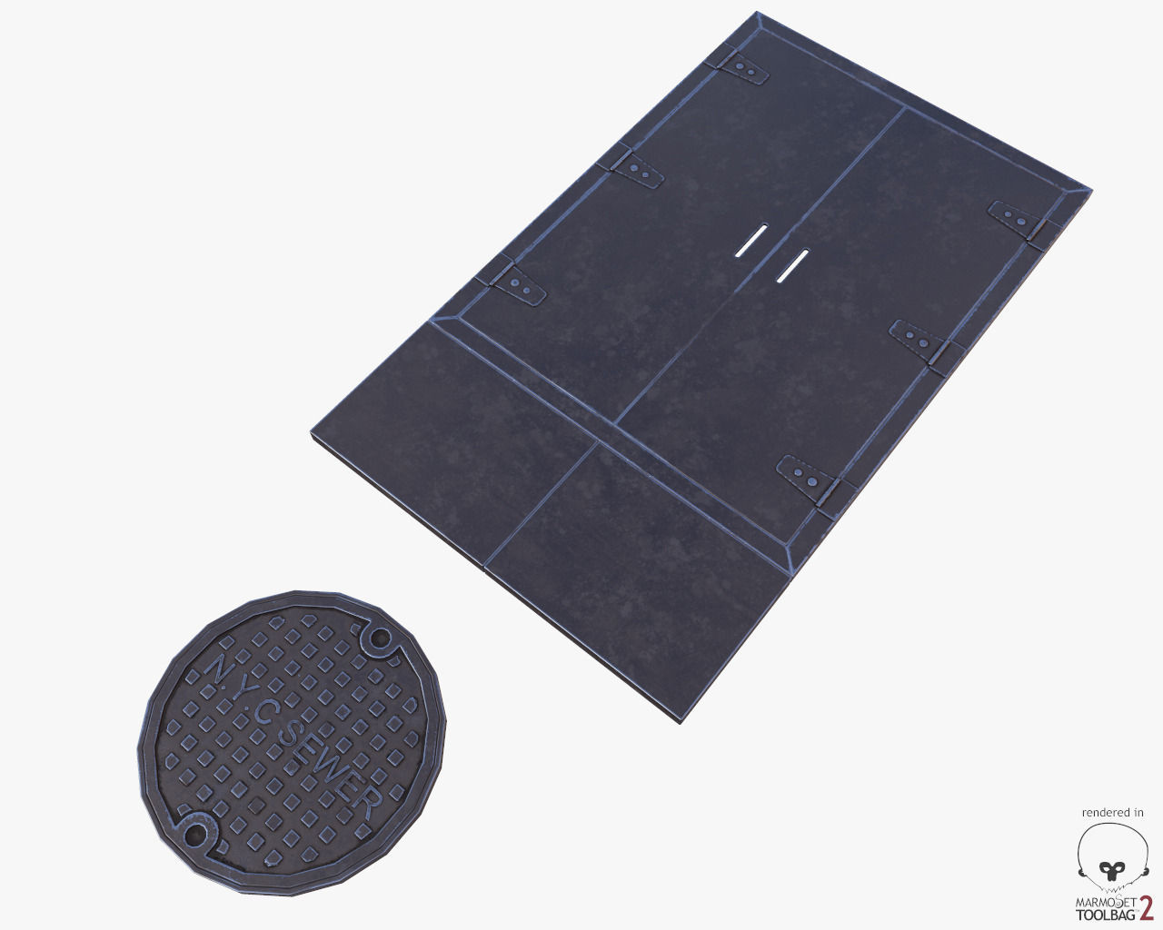 Urban Street Building Elements Collection Low-poly 3D model_79