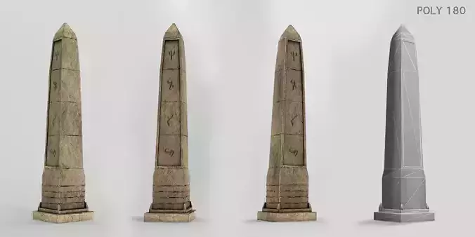 Obelisk three different obelisks Low-poly 3D model