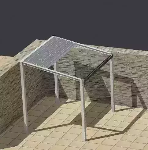 a metallic moving pergola