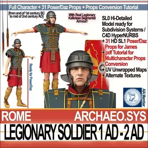 Ancient Rome Legionary Soldier 1 AD 2 AD and Poser Daz Props Set 3D model
