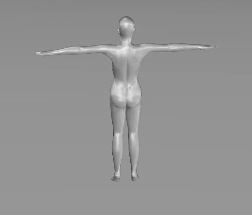 rigged female body 3D model_0