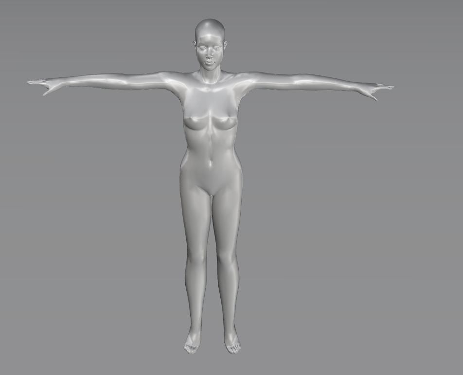 rigged female body 3D model_1
