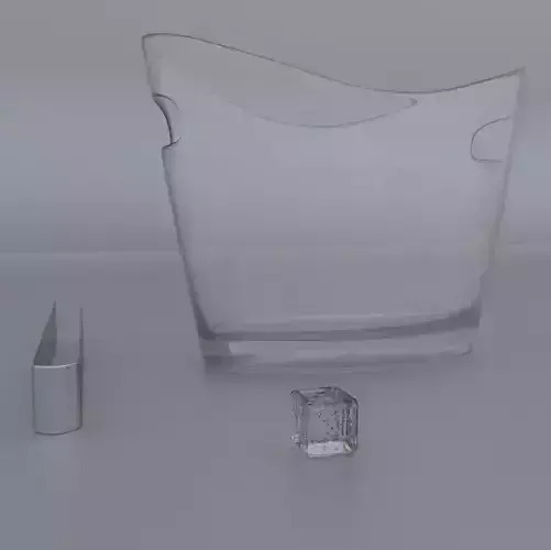 Beverage Ice Bucket with Ice and Tongs