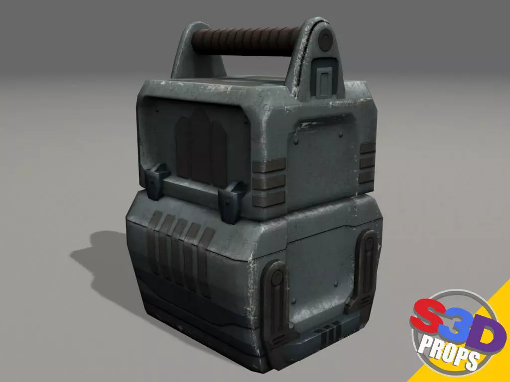 Scifi metal crate 3D model_0