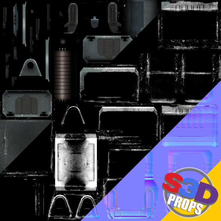 Scifi metal crate 3D model_5