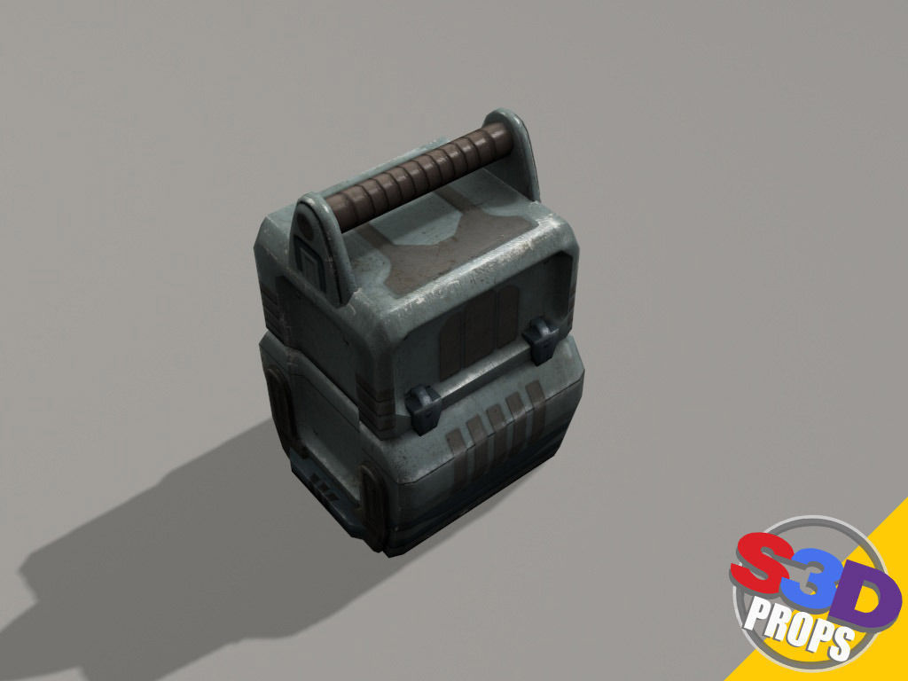 Scifi metal crate 3D model_2