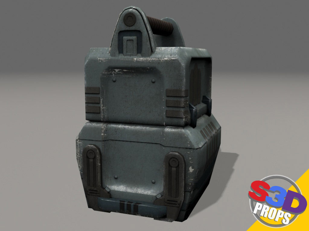 Scifi metal crate 3D model_1