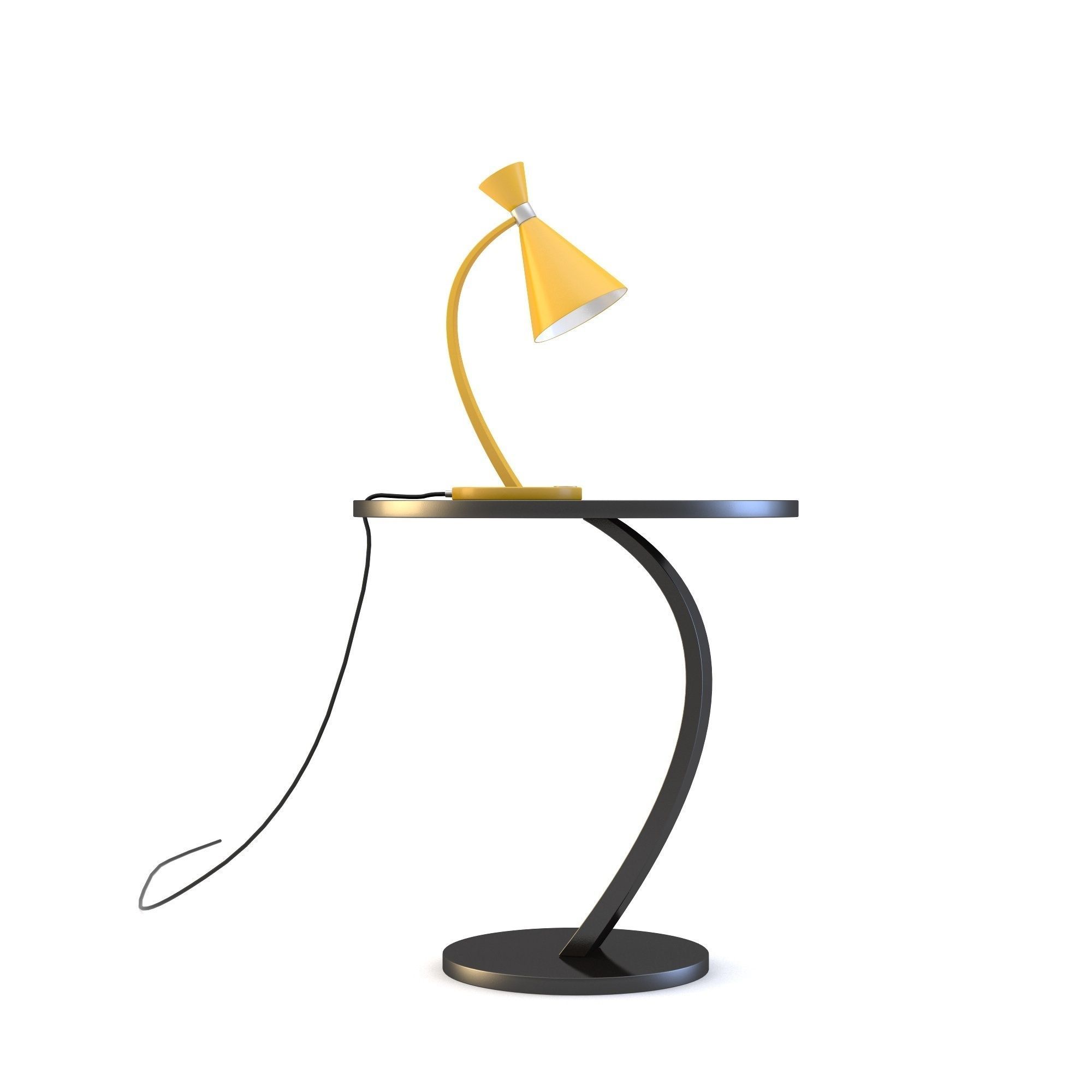 Curvy Lamp and Table 3D model_1