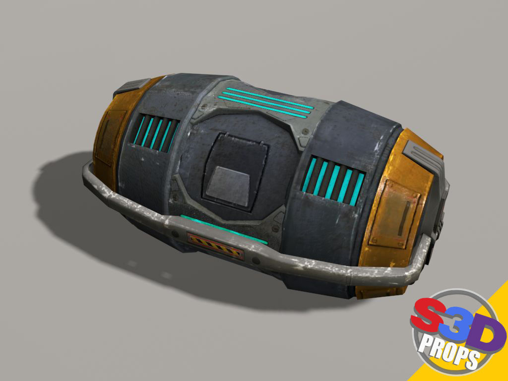 Scifi barrel crate 3D model_5