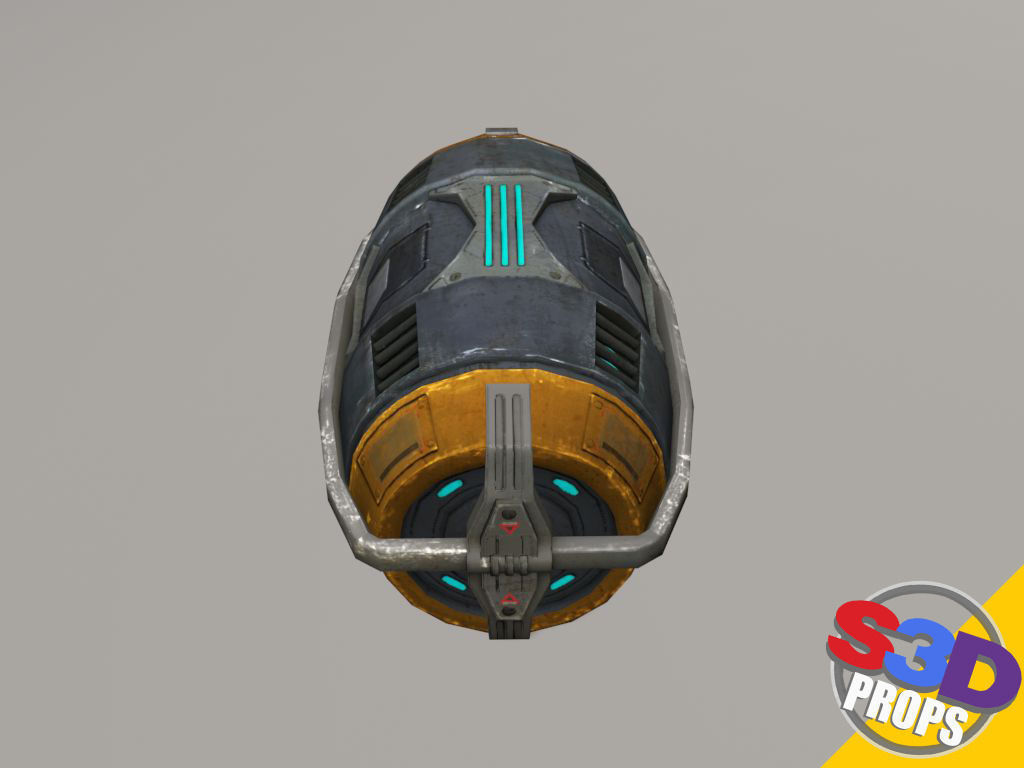 Scifi barrel crate 3D model_10