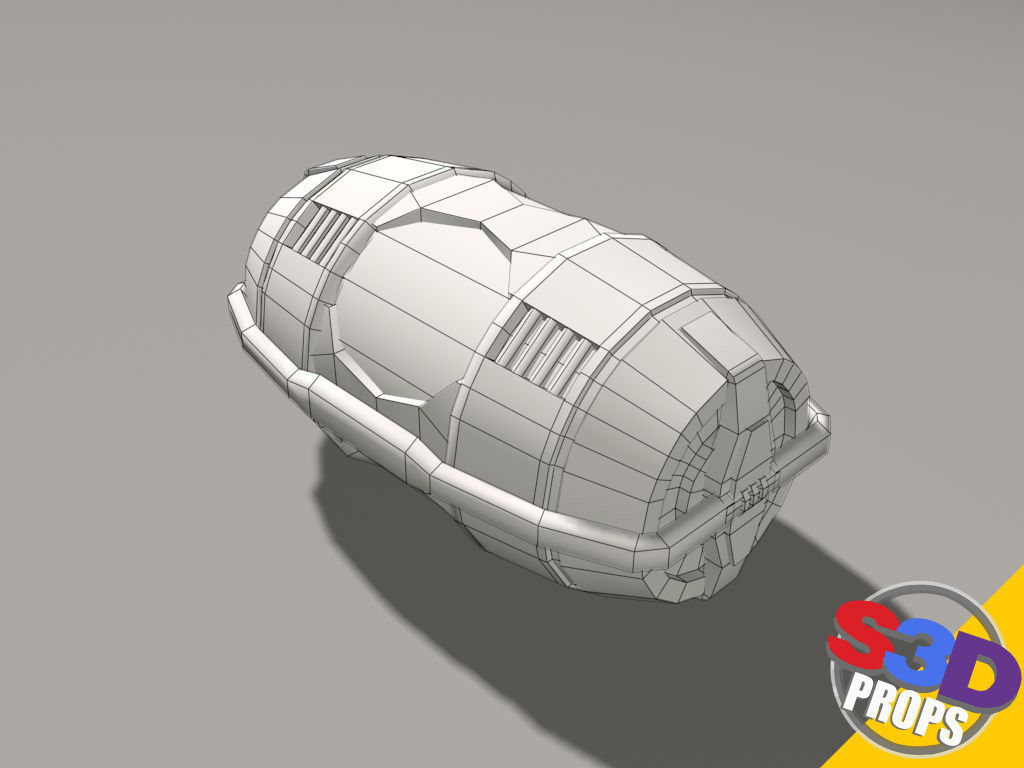Scifi barrel crate 3D model_12