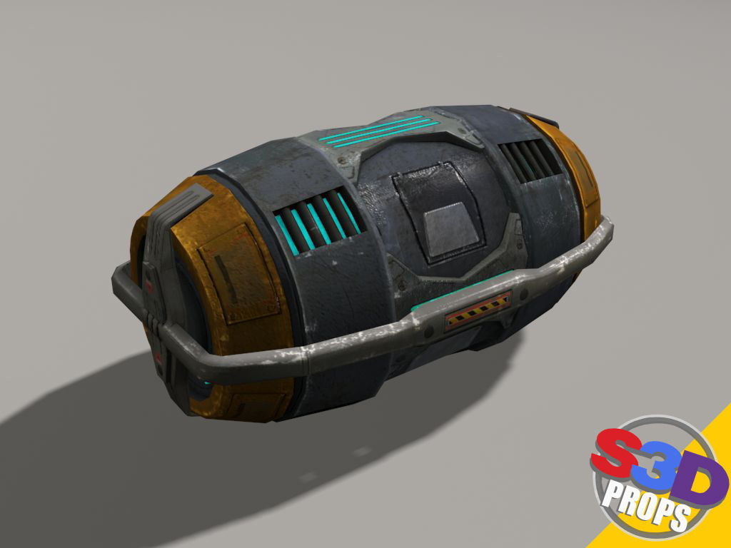 Scifi barrel crate 3D model_7