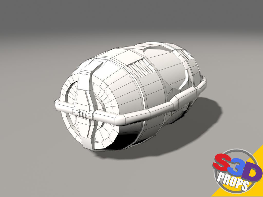 Scifi barrel crate 3D model_13