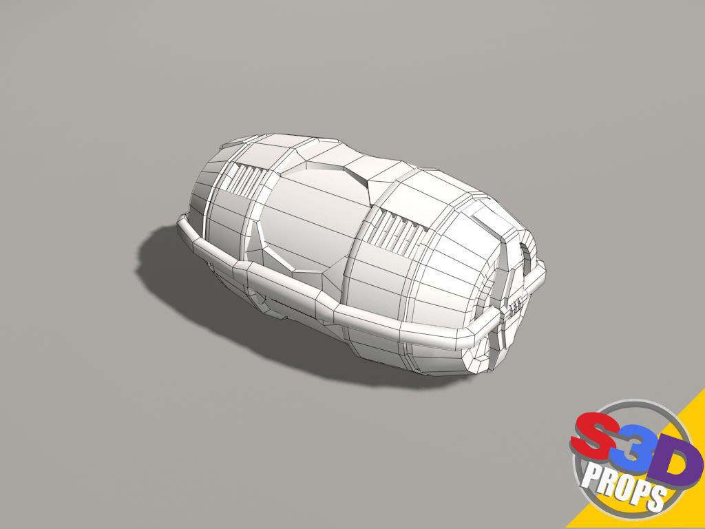 Scifi barrel crate 3D model_9