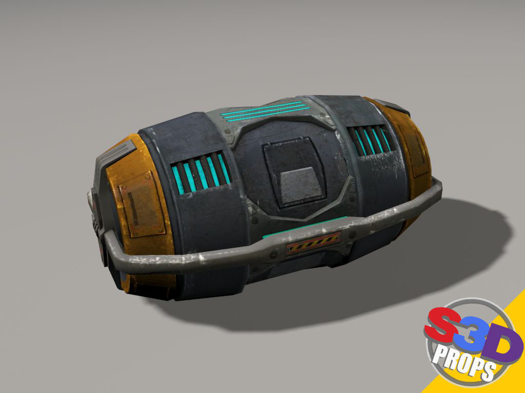 Scifi barrel crate 3D model_3