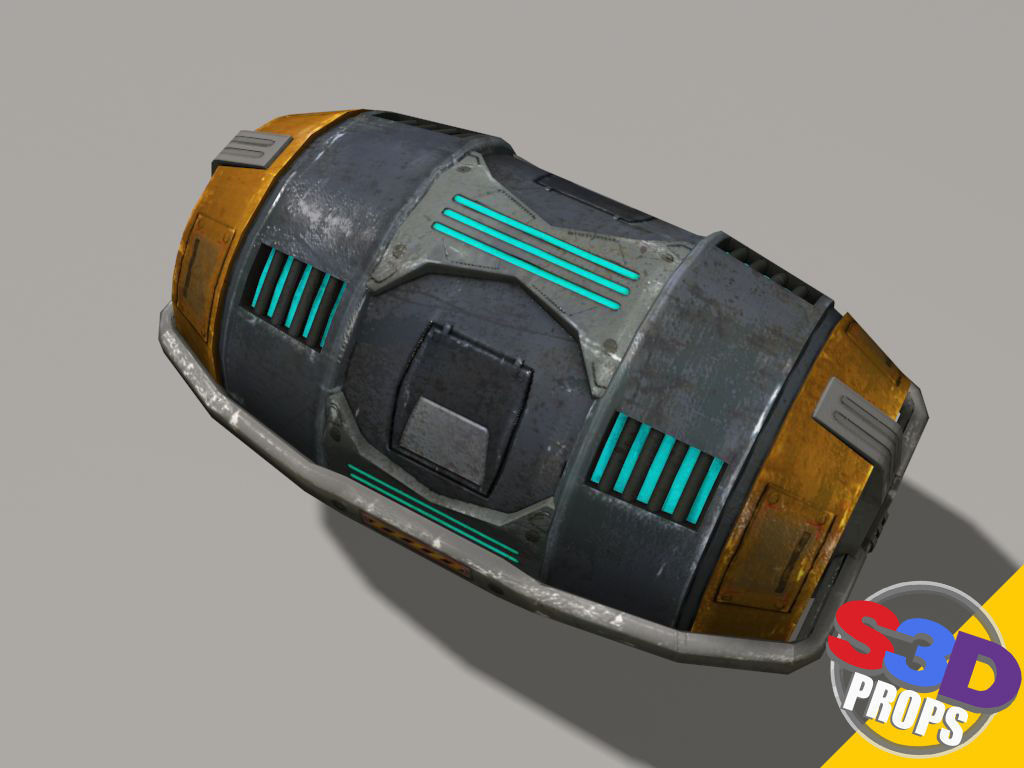 Scifi barrel crate 3D model_11