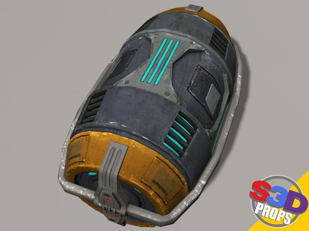 Scifi barrel crate 3D model_4