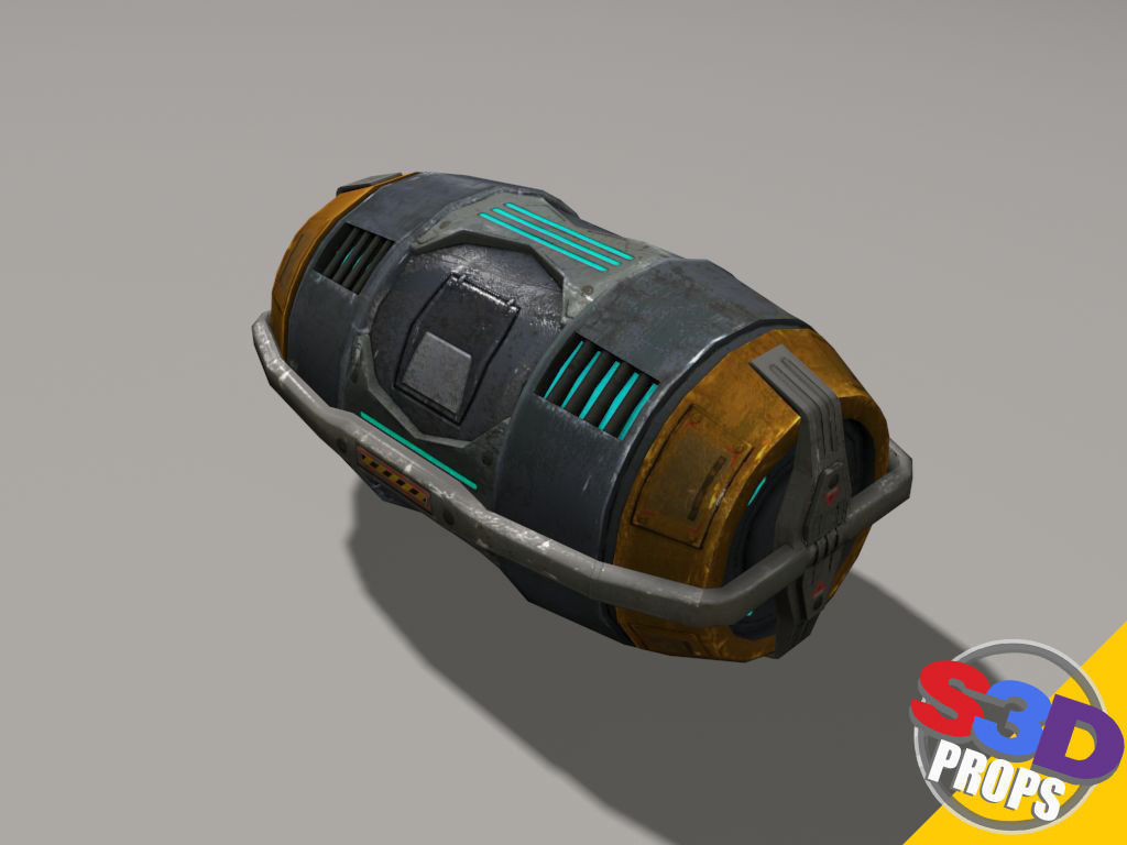 Scifi barrel crate 3D model_1
