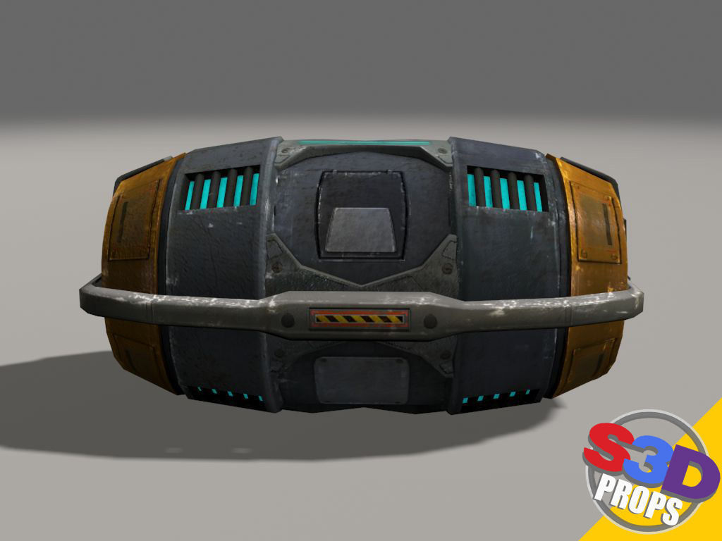 Scifi barrel crate 3D model_14