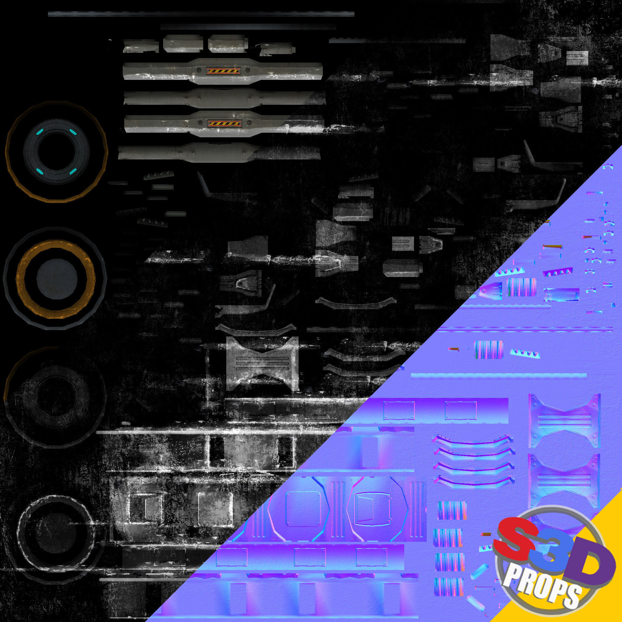 Scifi barrel crate 3D model_6