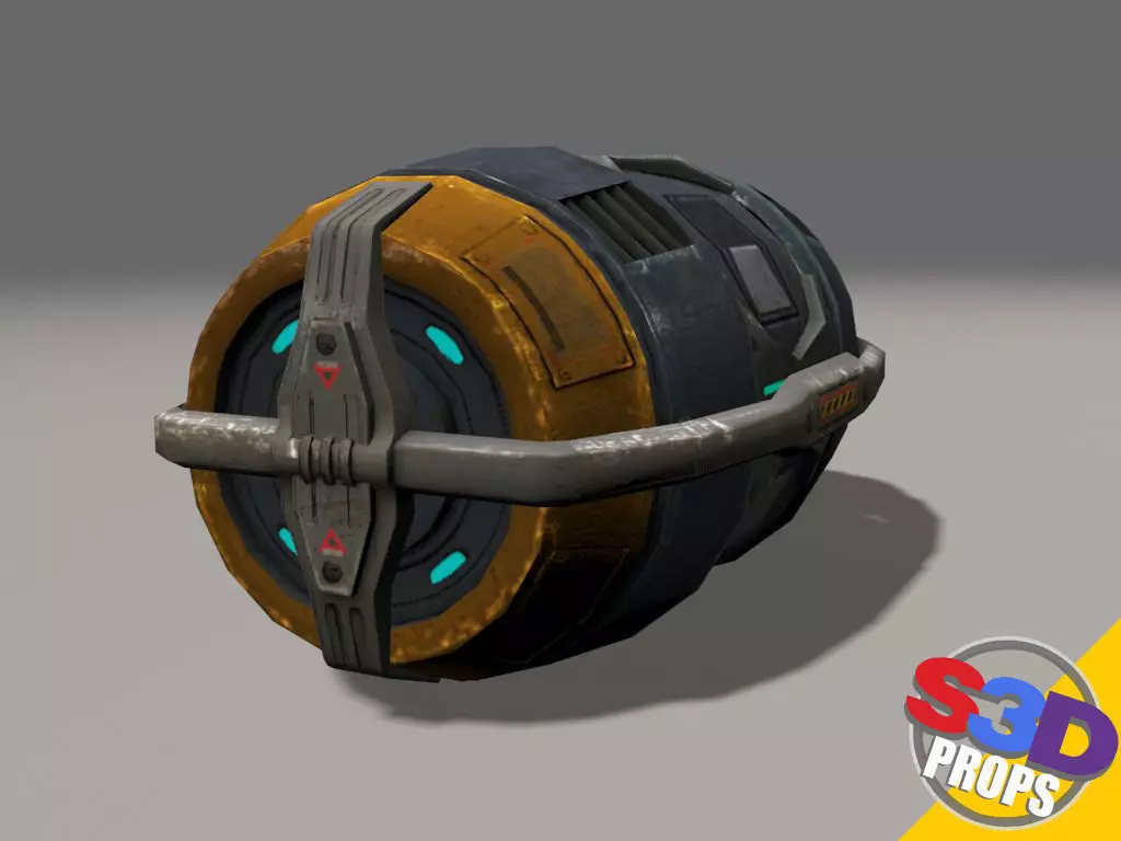 Scifi barrel crate 3D model_0
