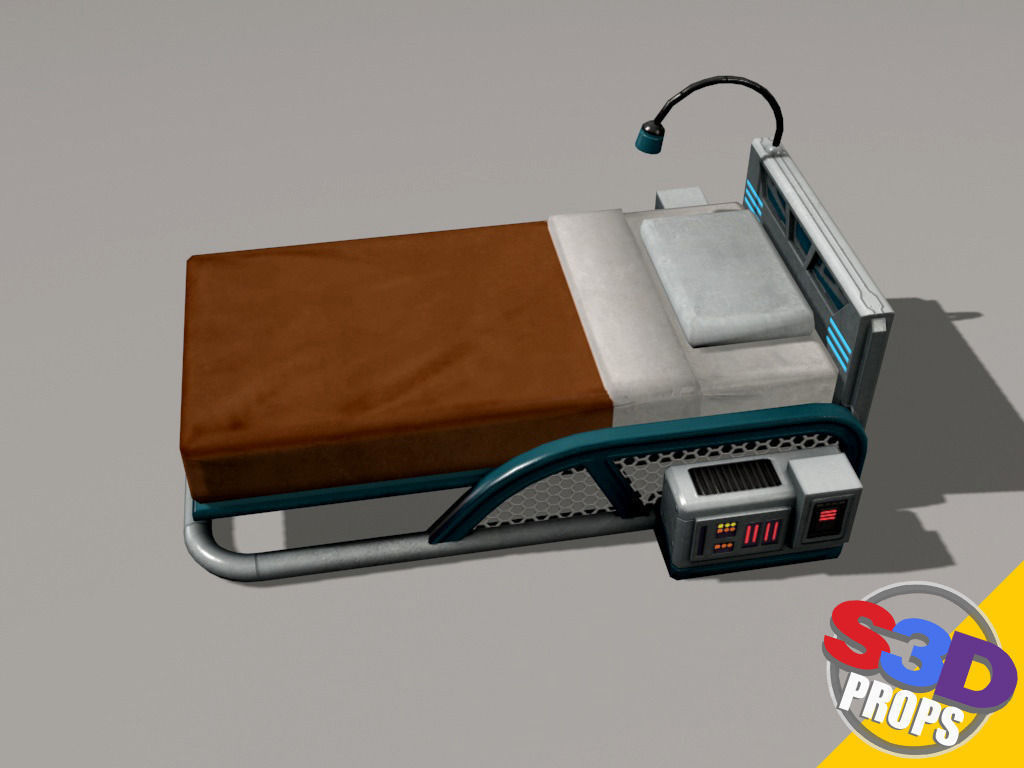 scifi bed 3D model_8