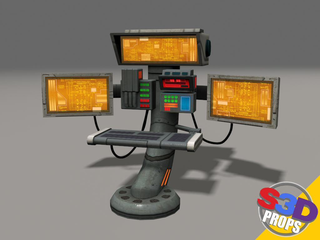 Scifi control panel2 3D model_1