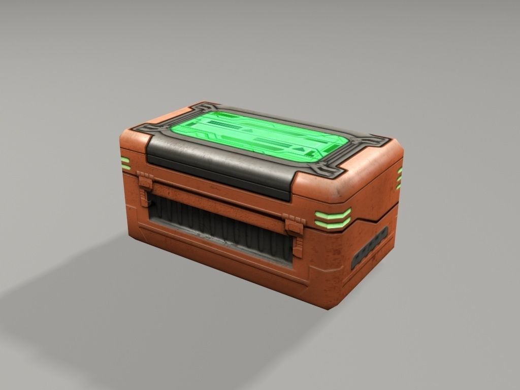 scifi orange crate 3D model_9