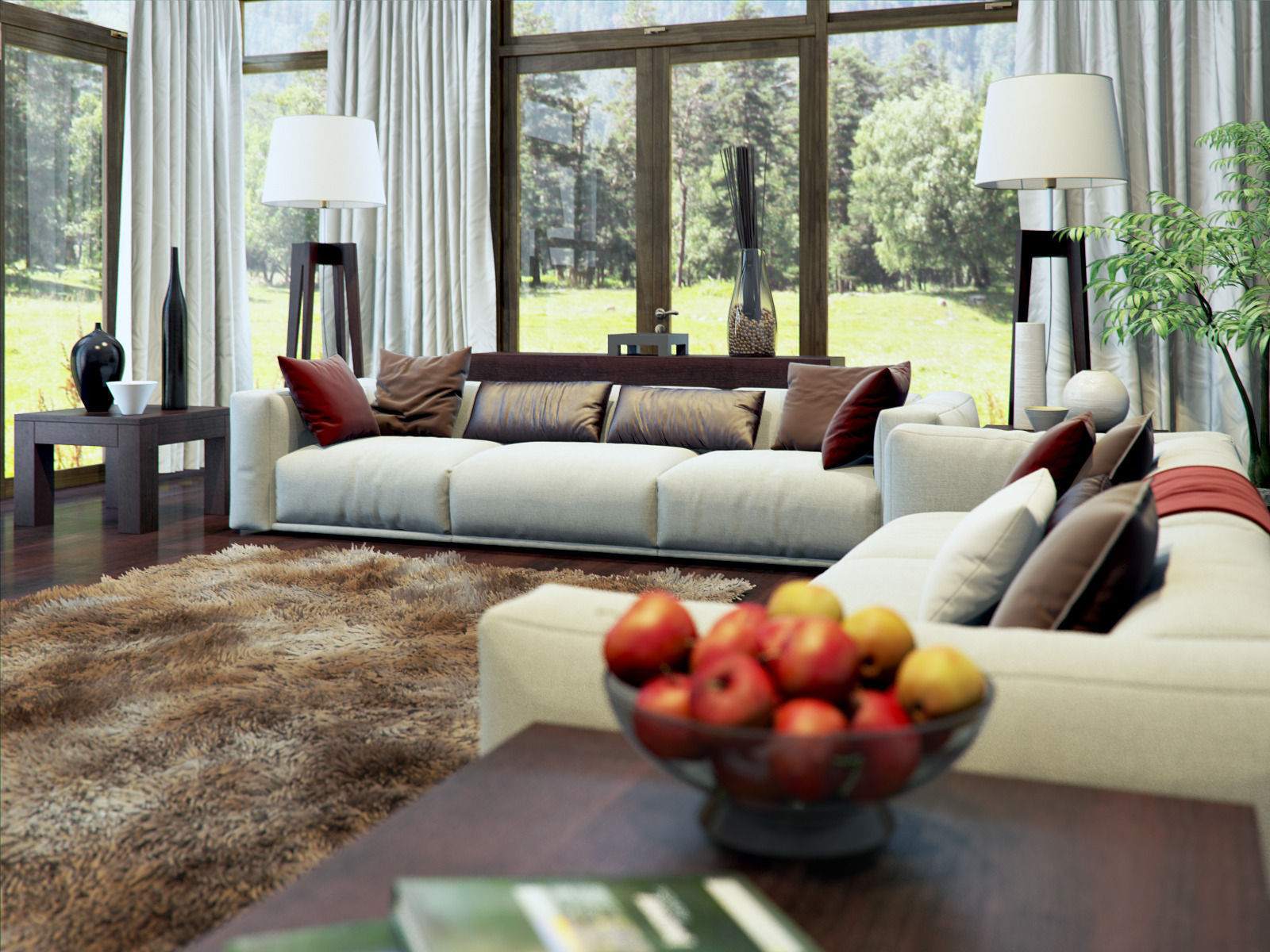 living room V-ray Interior scene 3D model_5