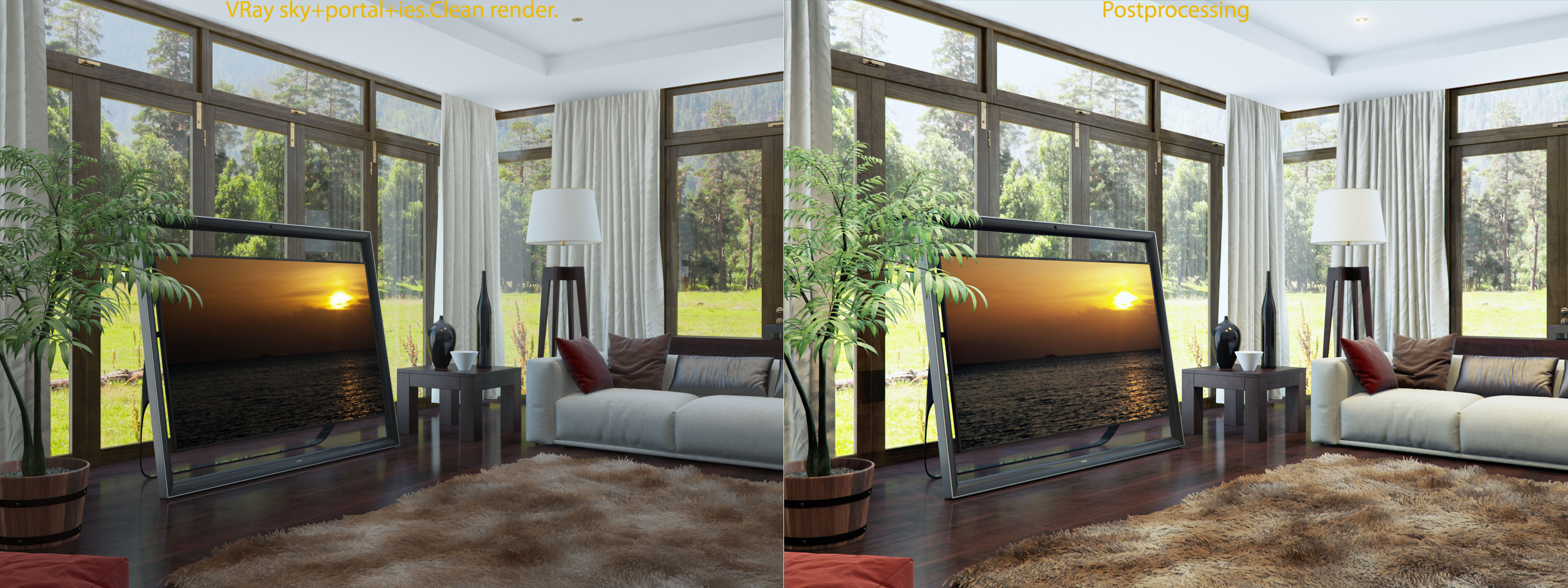 living room V-ray Interior scene 3D model_9