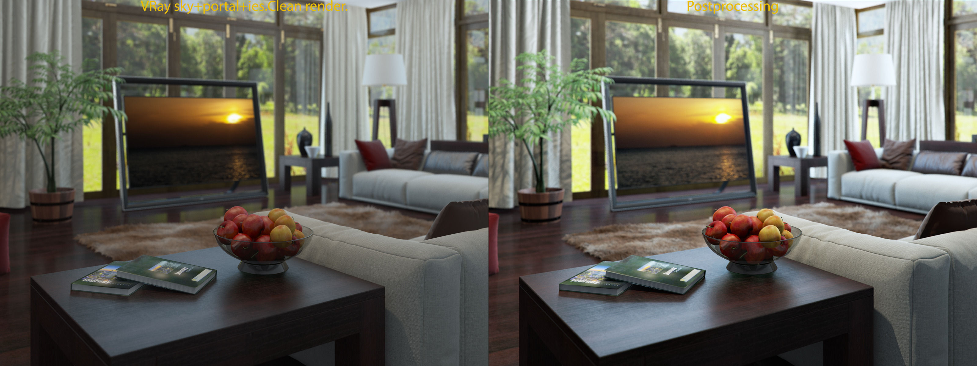 living room V-ray Interior scene 3D model_10