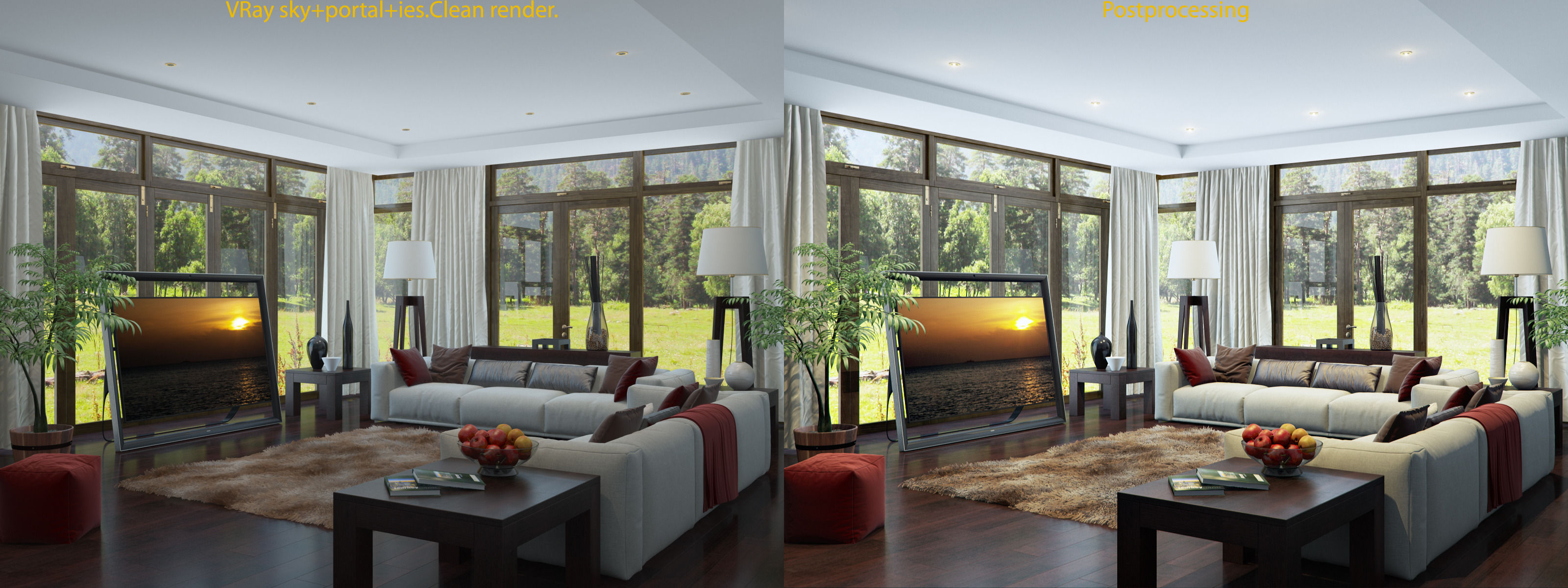 living room V-ray Interior scene 3D model_7