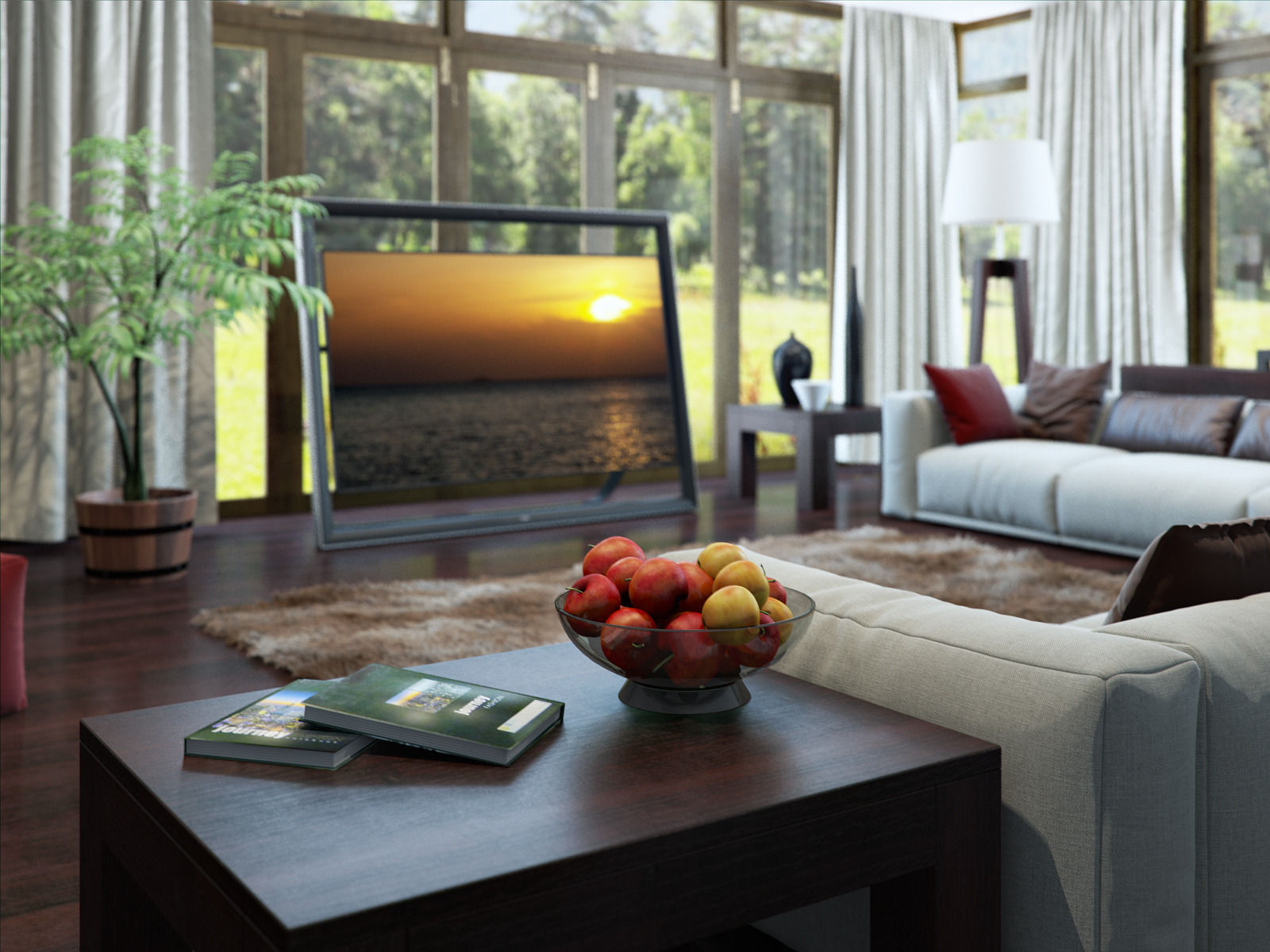 living room V-ray Interior scene 3D model_1