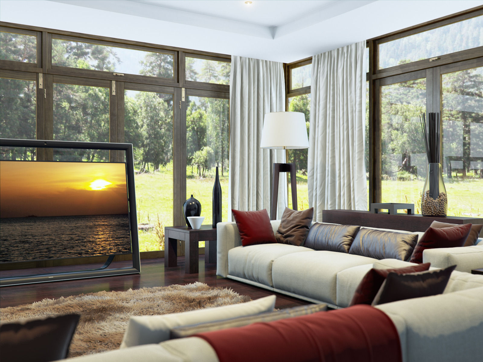 living room V-ray Interior scene 3D model_3