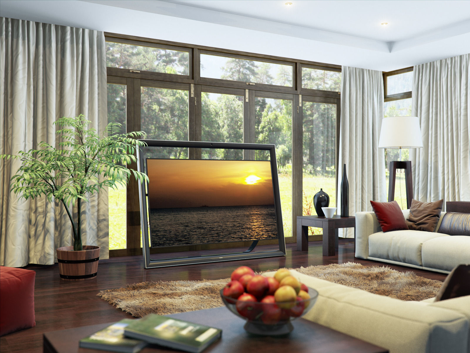 living room V-ray Interior scene 3D model_2