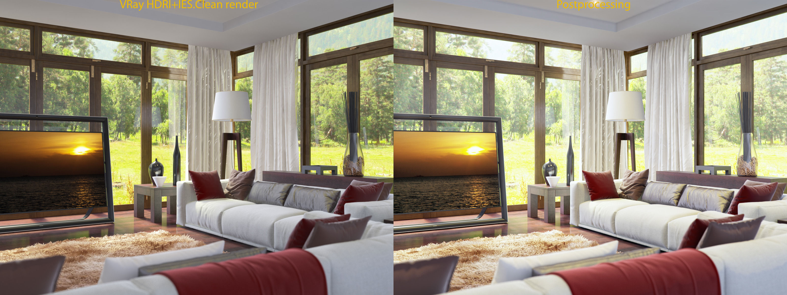 living room V-ray Interior scene 3D model_21