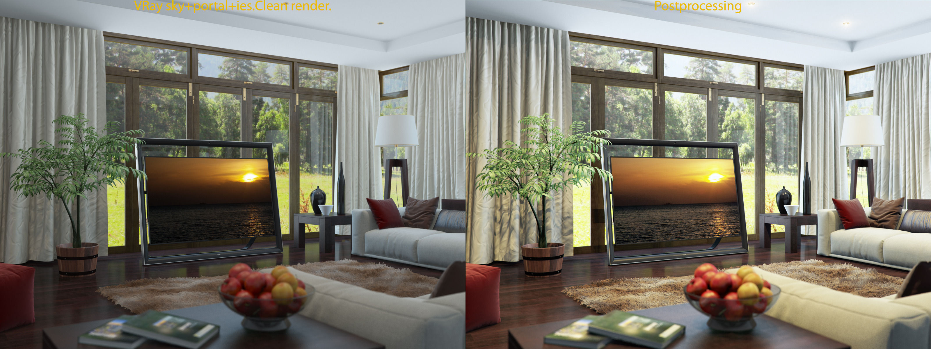 living room V-ray Interior scene 3D model_8