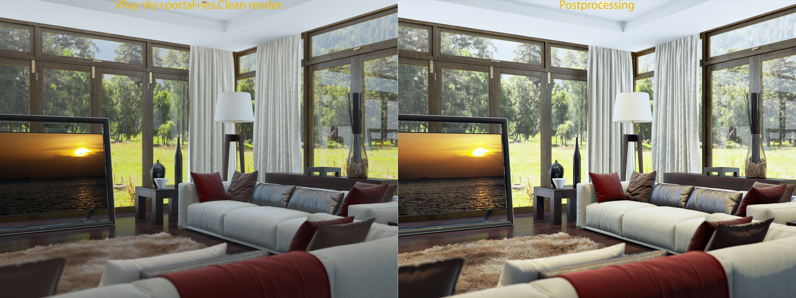 living room V-ray Interior scene 3D model_6