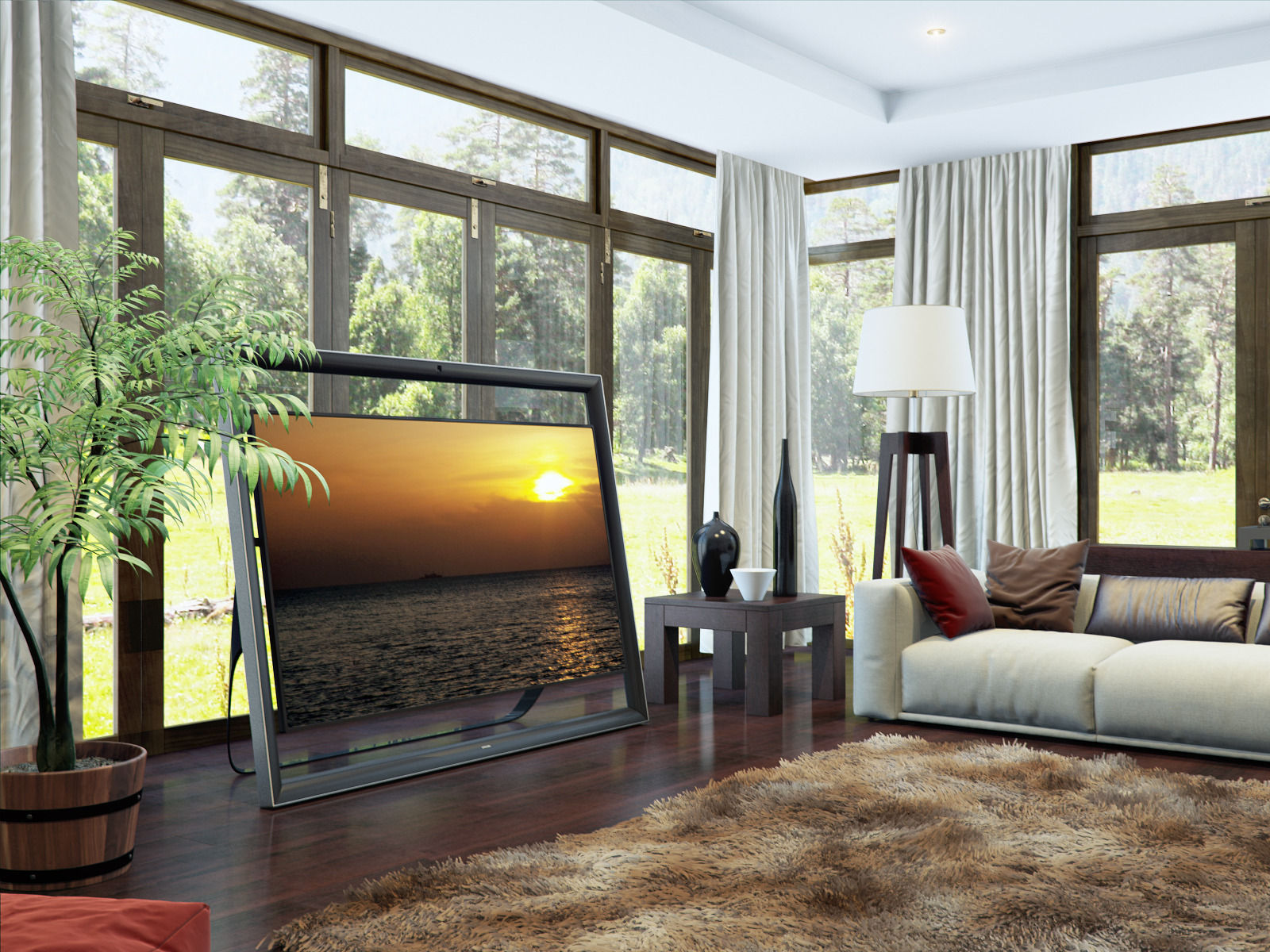 living room V-ray Interior scene 3D model_4