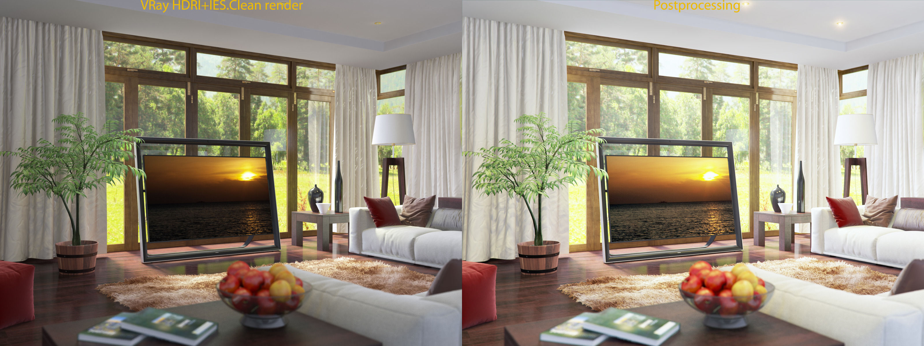 living room V-ray Interior scene 3D model_22