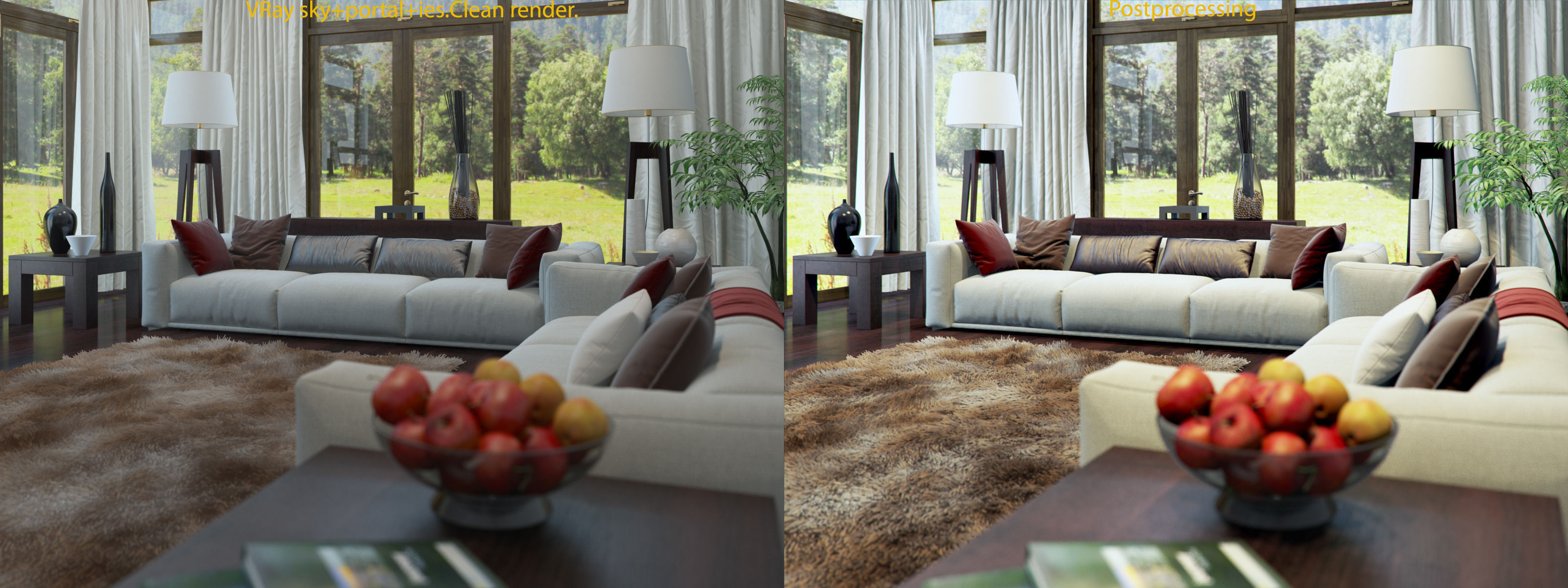 living room V-ray Interior scene 3D model_11