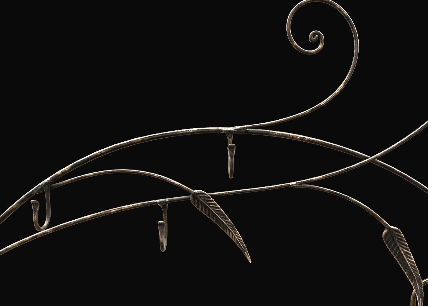 Hanger ornate metal wall art 3D model_2