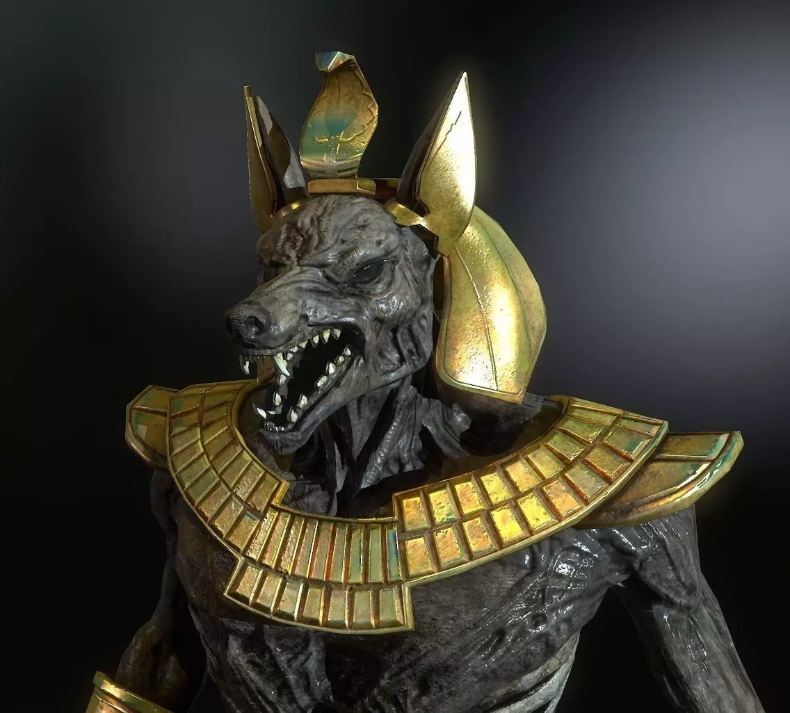 Anubis model egyptian creature with gold armor Low-poly 3D model