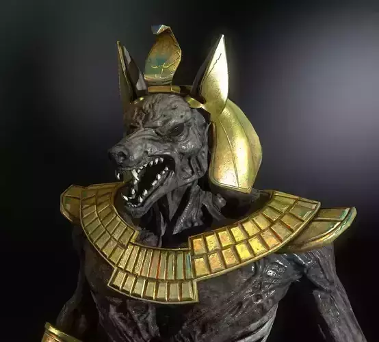 Anubis model egyptian creature with gold armor Low-poly 3D model