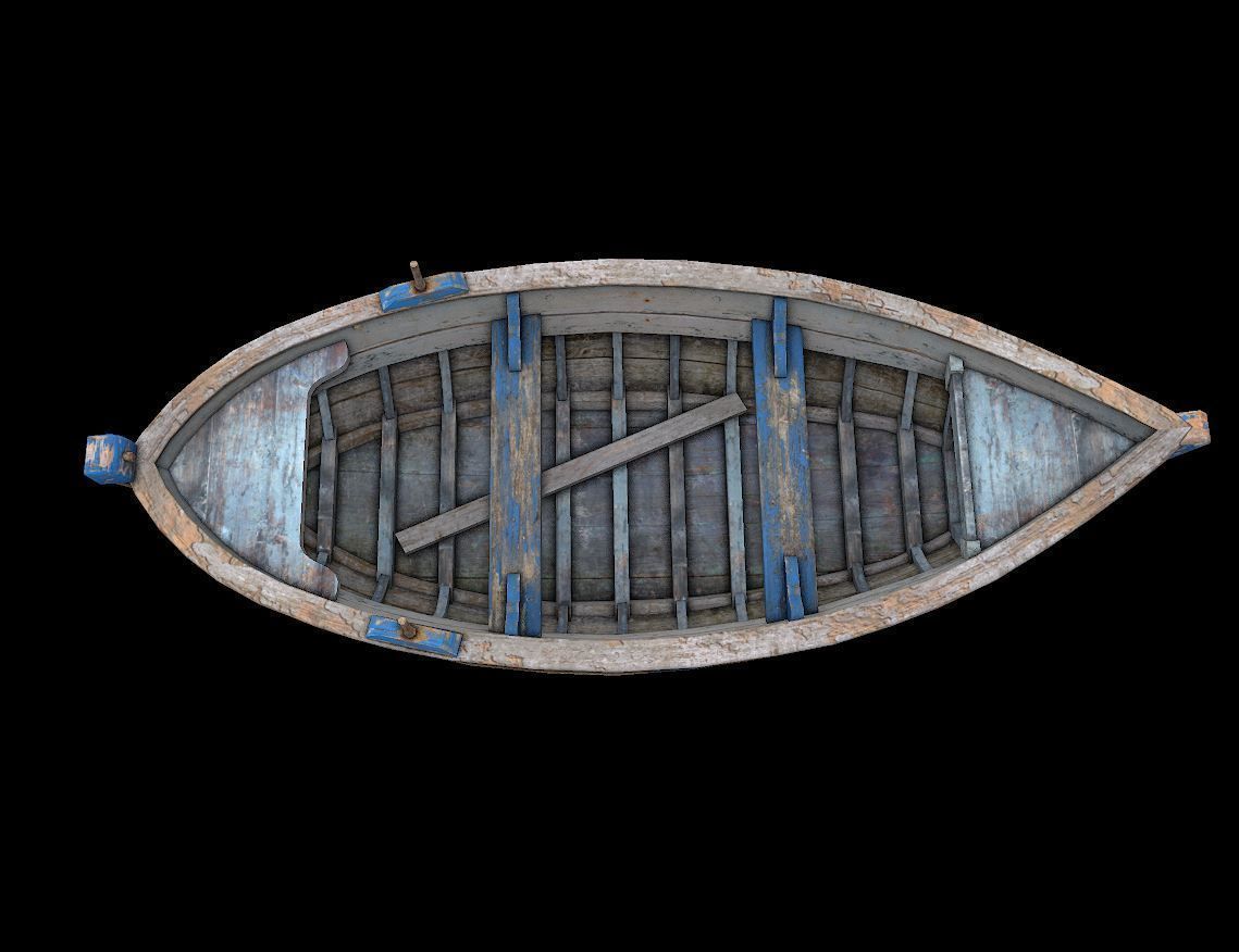 wooden boat Low-poly 3D model_1