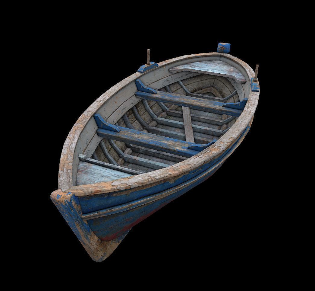 wooden boat Low-poly 3D model_2